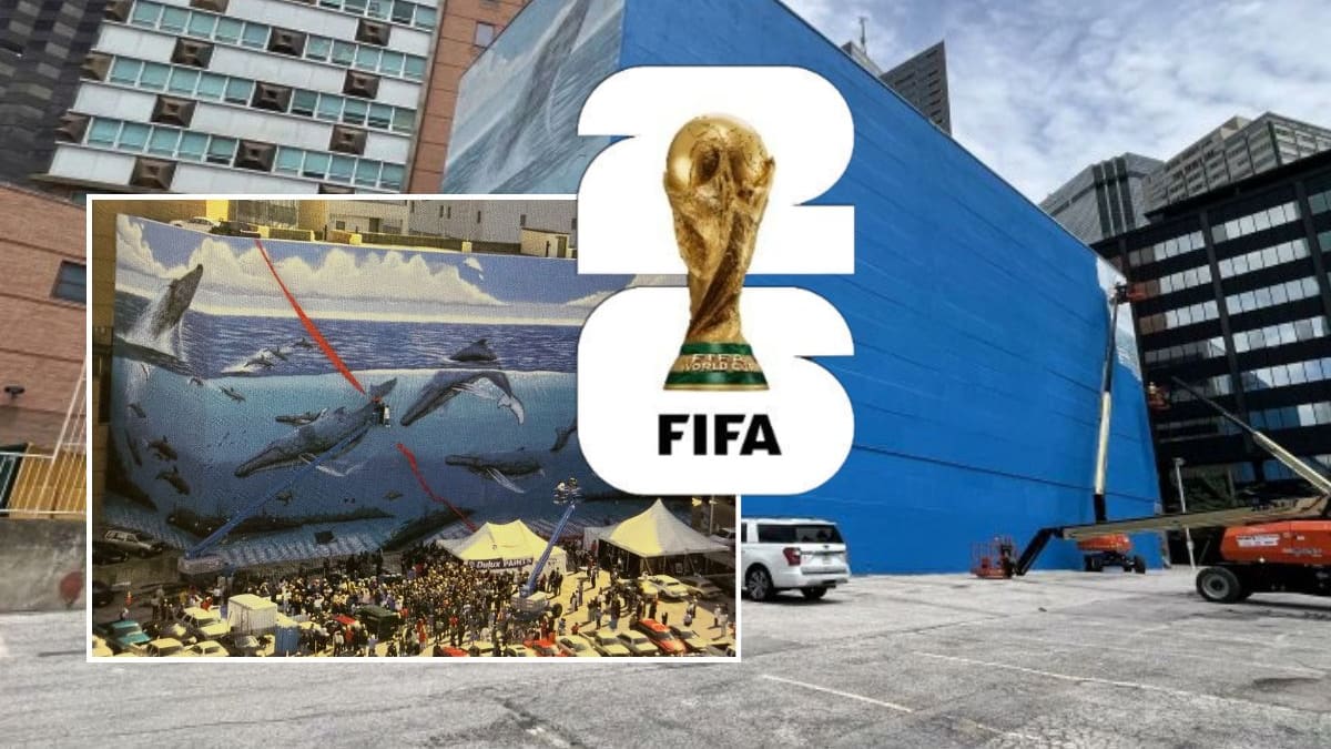 Artista demanda a FIFA por 25 millones de dólares tras borrar su mural de ballenas, dedicado a la conservación marina, para promover el Mundial 2026 en Dallas; la obra tenía 27 años