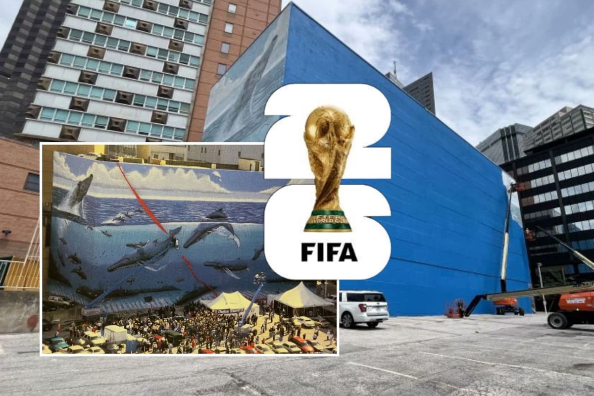 Artista demanda a FIFA por 25 millones de dólares tras borrar su mural de ballenas, dedicado a la conservación marina, para promover el Mundial 2026 en Dallas; la obra tenía 27 años