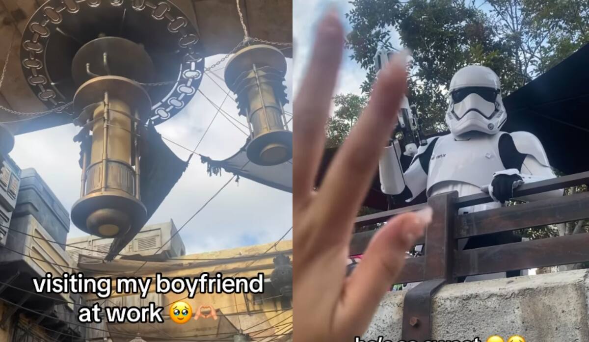 Joven se graba visitando a su novio, quien trabaja como Stormtrooper en el mundo de Star Wars en Disneylandia