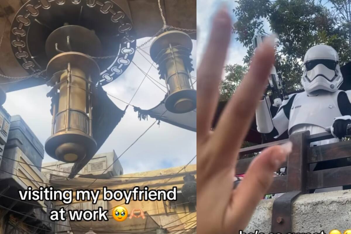 Joven se graba visitando a su novio, quien trabaja como Stormtrooper en el mundo de Star Wars en Disneylandia