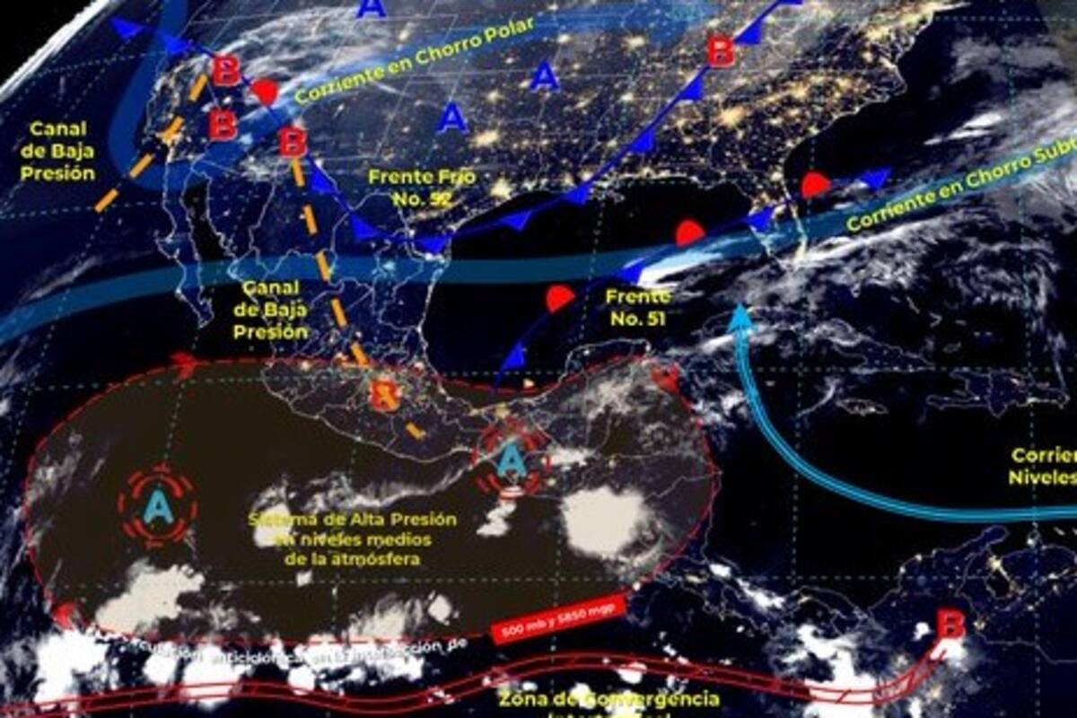 Clima en México: frente frío 52 afectará norte, noreste y oriente del país con lluvias y vientos