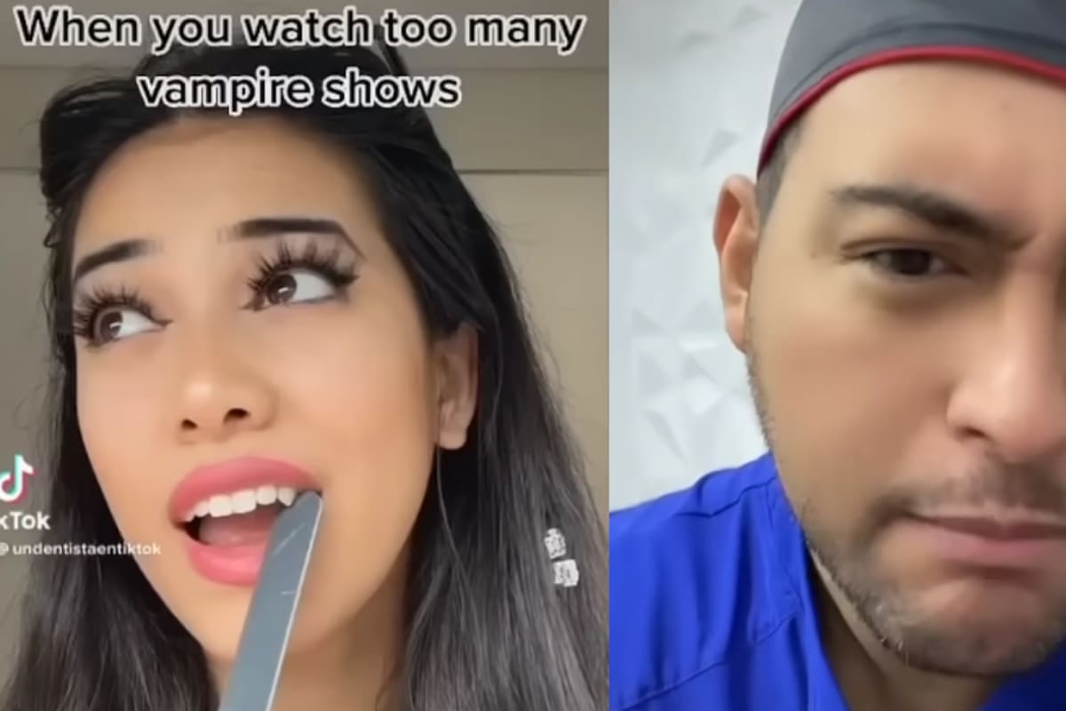 “Se limó los dientes para tener colmillos como en los programas de vampiros”: joven se vuelve terror de dentistas y viral en redes