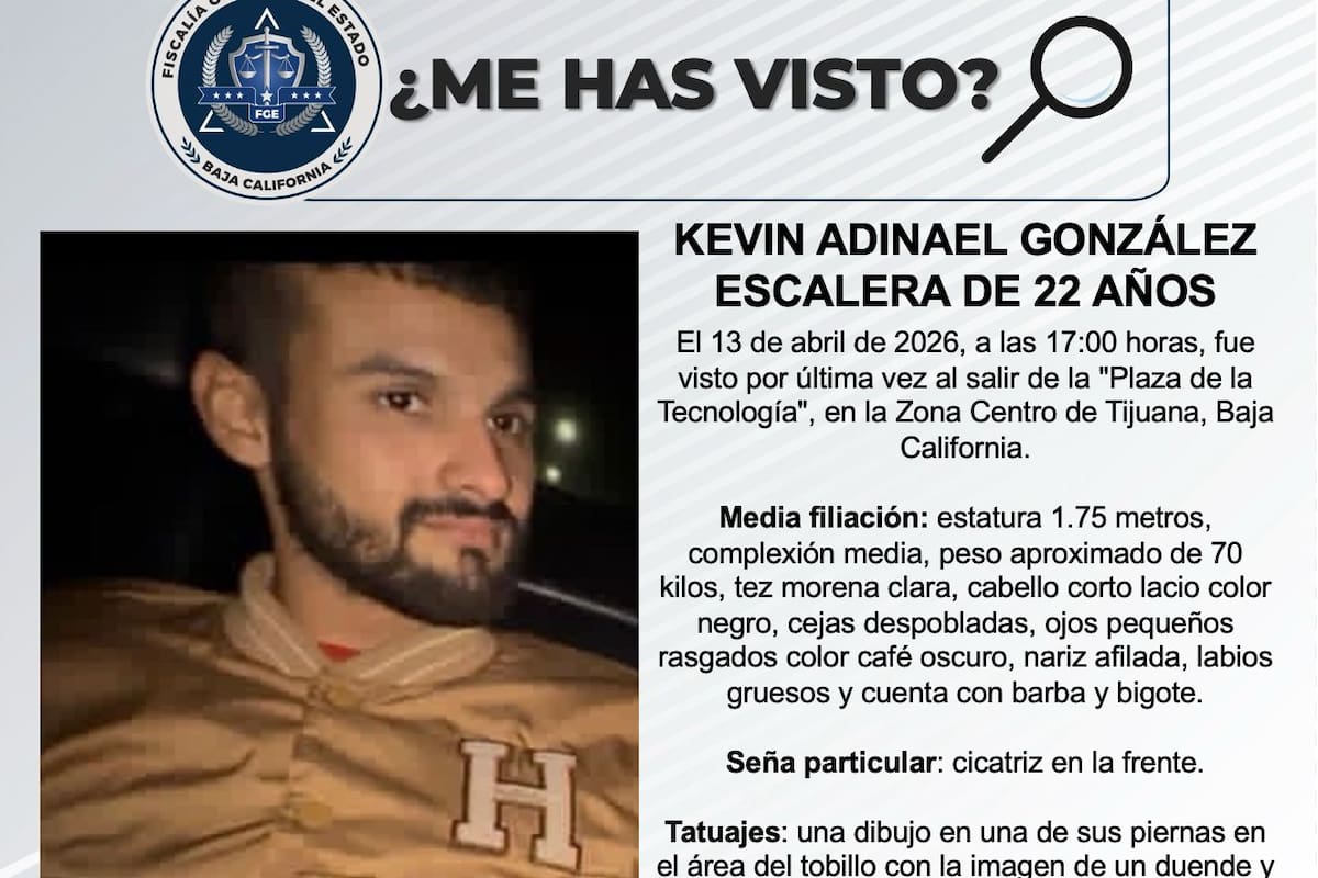Se busca a Kevin Adinael González Escalera de 22 años