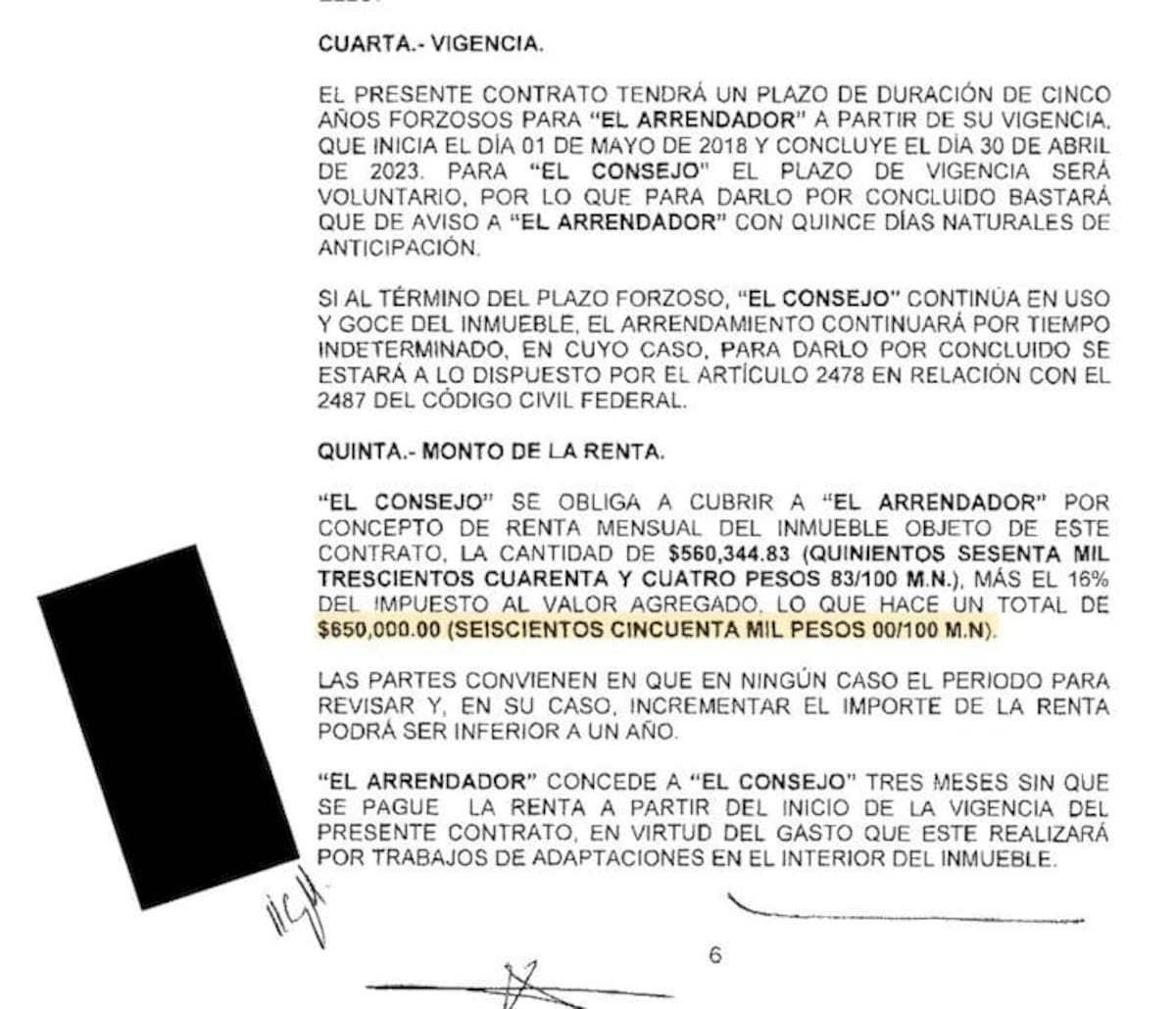 Contrato entre el PJF y Jorge Amílcar Olán Aparicio. | Captura