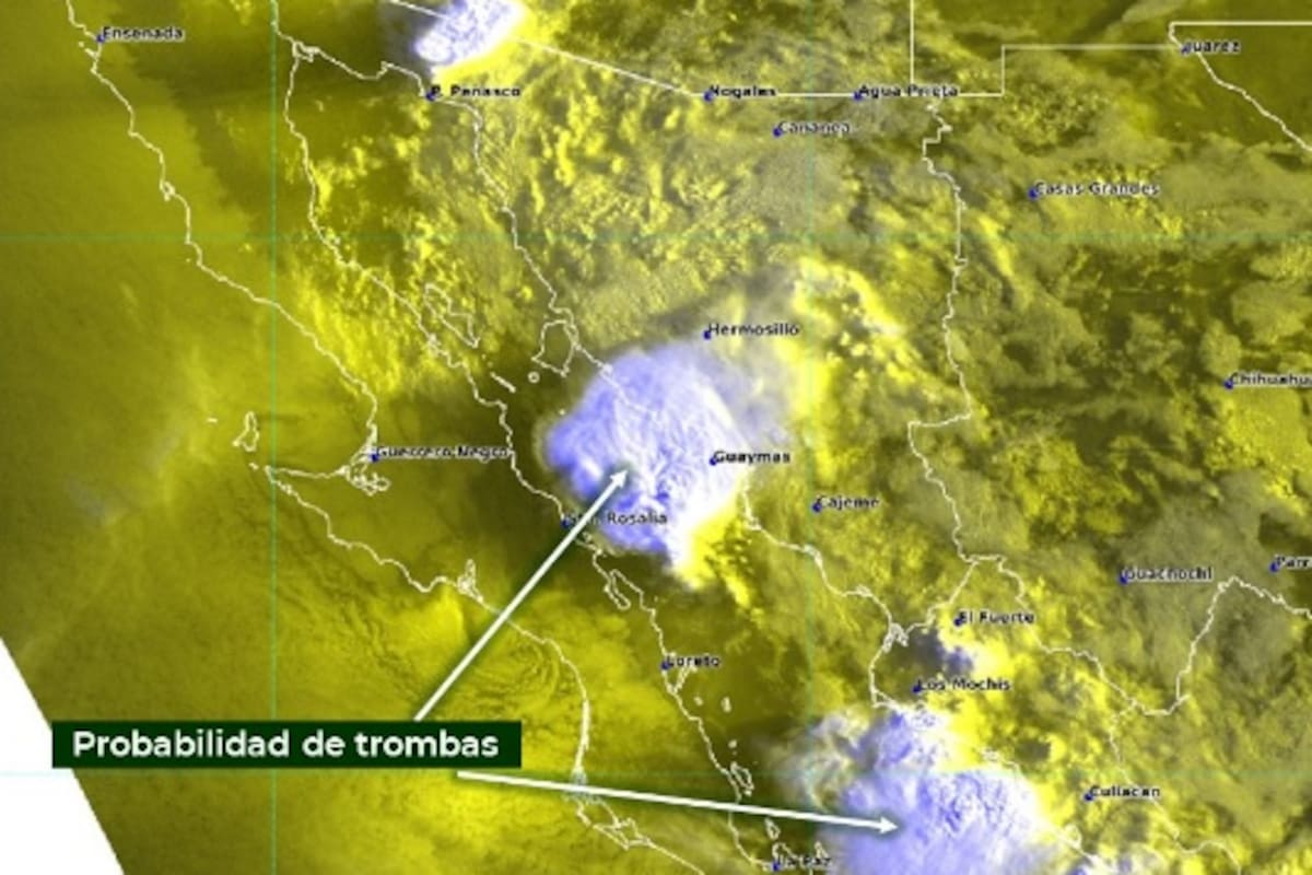 Clima en Sonora: Probabilidad del paso de una tromba por inmediaciones de Guaymas