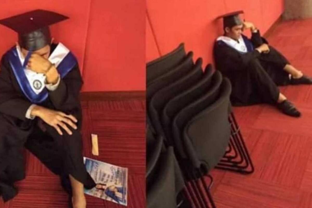 Muchacho llora en ceremonia de graduación, su familia no fue