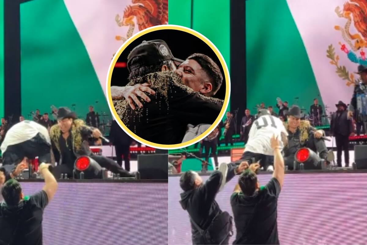 Julión Álvarez protagoniza caída al intentar subir a Santa Fe Klan al escenario
