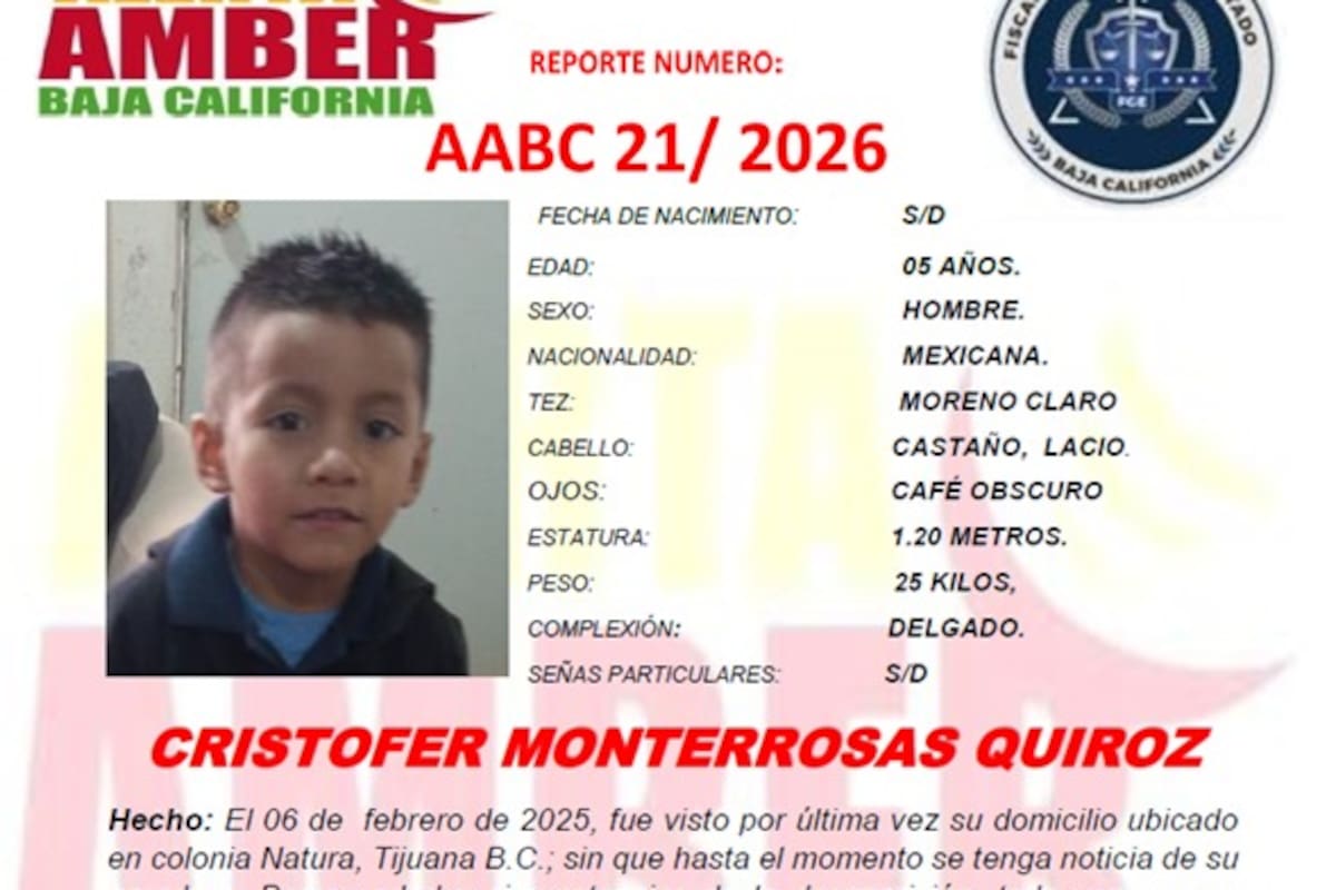 Activan alerta AMBER por Cristofer Monterrosas Quiroz de 5 años