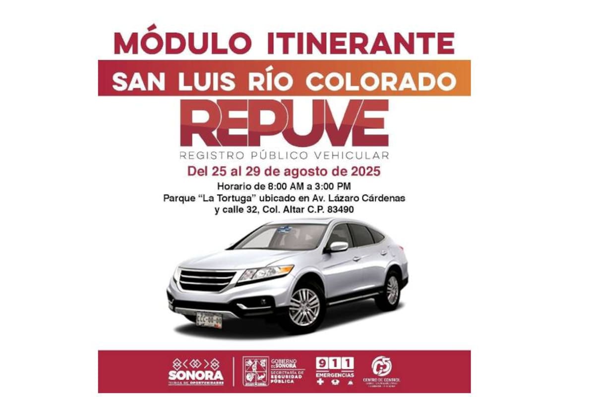 Llega a San Luis el módulo móvil del Repuve para regularizar autos extranjeros
