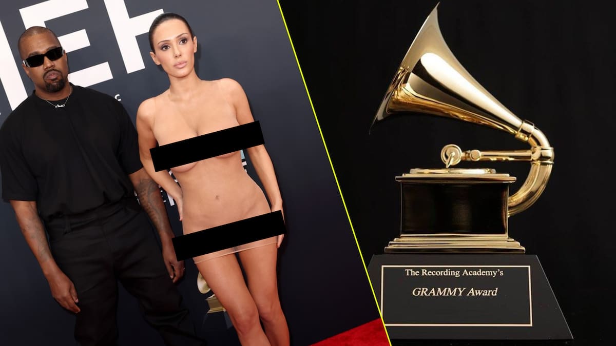 Kanye West y Bianca Censori llegaron sin invitación a los GRAMMYs y fueron escoltados fuera del evento. / Foto: Especial