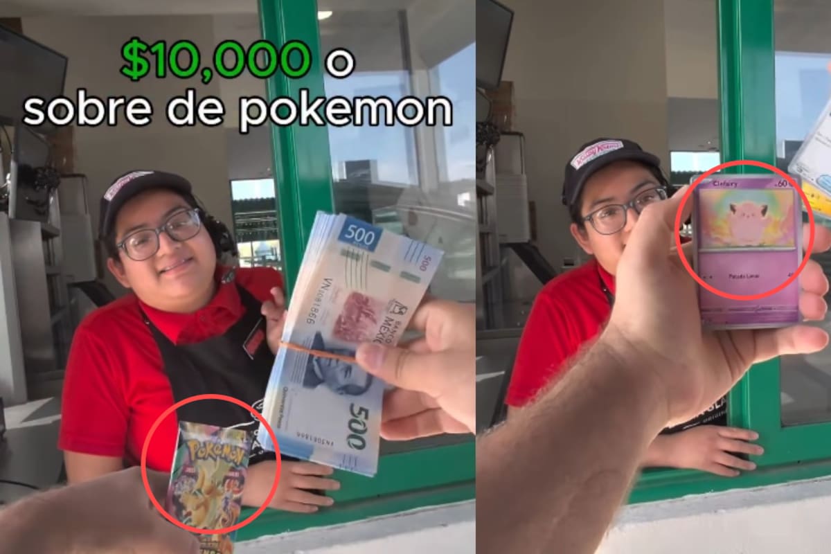 Mujer rechaza 10 mil pesos en efectivo y prefiere un paquete de cartas Pokémon; el momento se vuelve viral