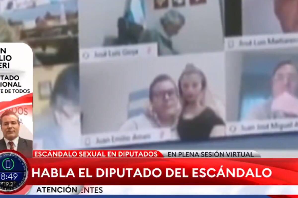 Captan al diputado argentino Juan Ameri besando los pechos de su "pareja" en plena sesión virtual