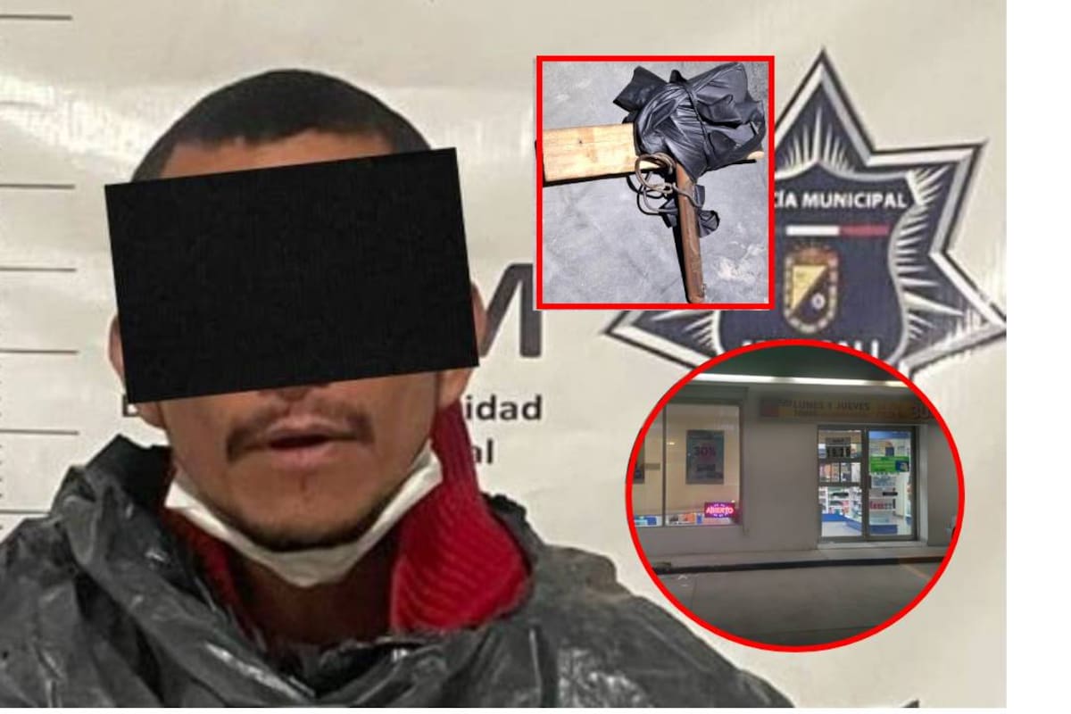 Detienen a hombre por intento de robo con arma falsa en farmacia