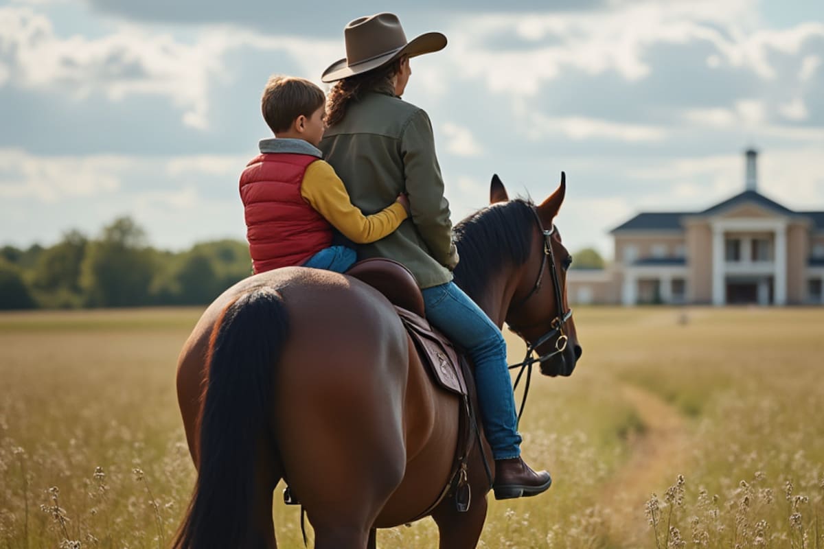 VIDEO: Madre se hace viral por llevar a su hijo a la escuela montando en caballo