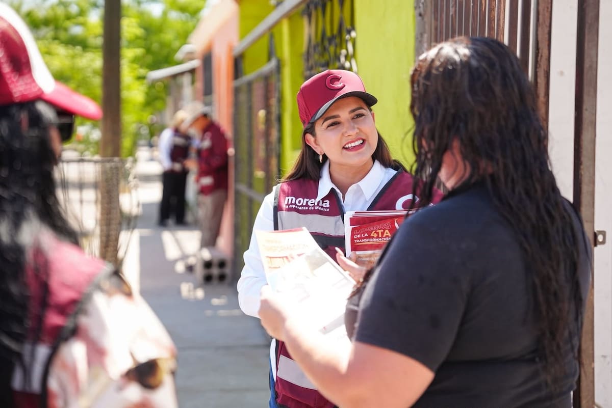 Célida López recorrió las colonias Las Minitas y La Internacional, donde sostuvo encuentros con vecinos para informar sobre el proceso interno de Morena.