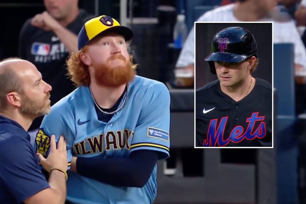 VIDEO: Dustin May, abridor de los Cerveceros, recibió un batazo a 171 km/h y tuvo que abandonar el juego contra los Mets después de un solo pitcheo