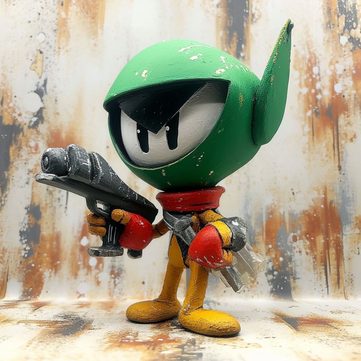 La IA de Midjourney mantiene la esencia de Marvin el Marciano mientras le da un giro moderno y distintivo.