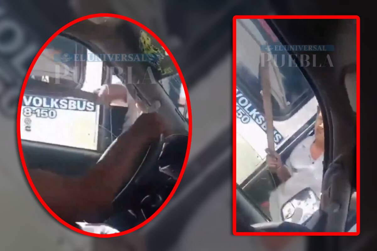Microbusero amenaza a otro con machete por disputa del pasaje en Puebla