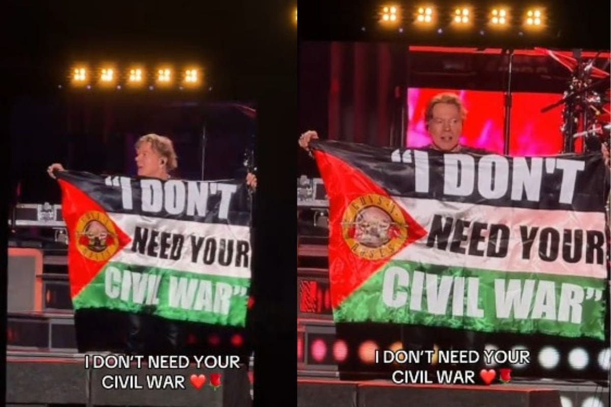 Axl Rose sorprende al ondear la bandera de Palestina durante concierto de Guns N’ Roses en Bogotá