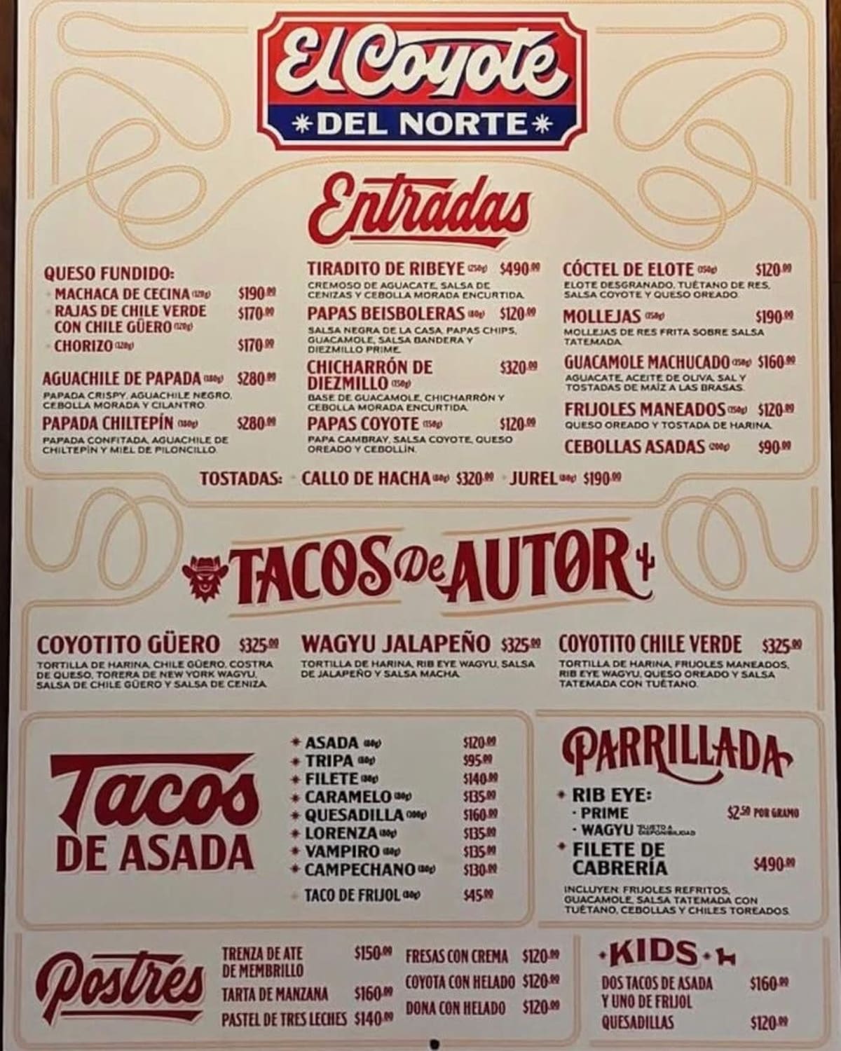 El menú de la taquería El Coyote del Norte se volvió viral en redes sociales y provocó memes por el precio de algunos tacos.