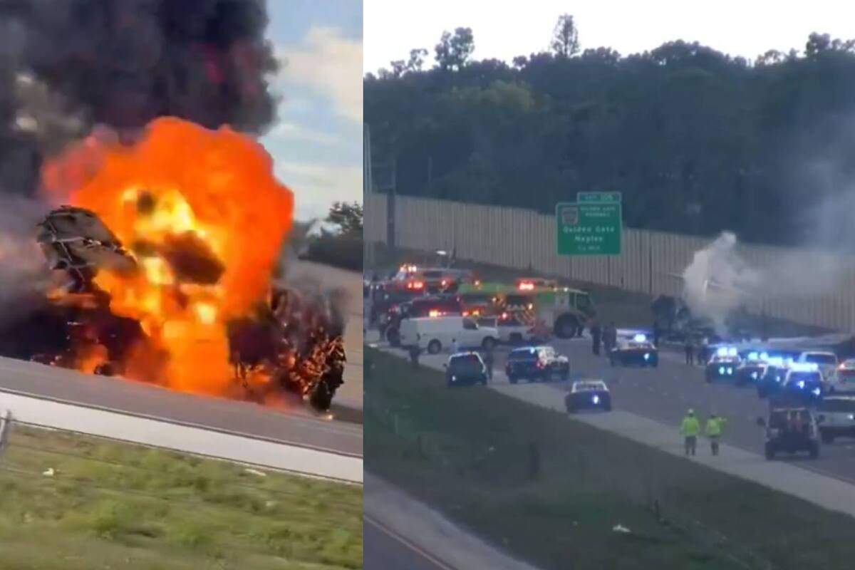 Dos muertos tras aterrizaje de emergencia de avioneta en autopista de Florida (VIDEO)