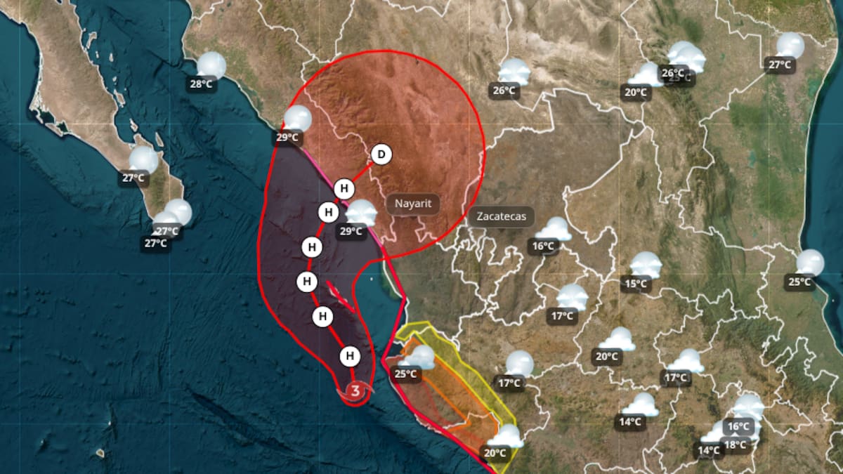 Huracán Simón se debilita a categoría 3 frente a Jalisco, pero mantiene lluvias extraordinarias y podría tocar tierra en Sinaloa el jueves
