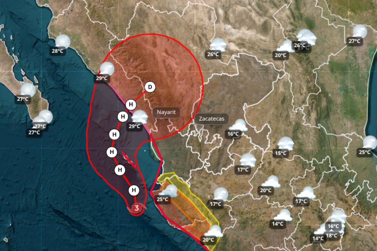 Huracán Simón se debilita a categoría 3 frente a Jalisco, pero mantiene lluvias extraordinarias y podría tocar tierra en Sinaloa el jueves