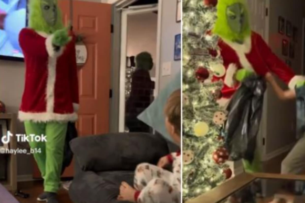 VIDEO: Se disfrazó de Grinch para asustar a unos niños y fue recibido a golpes