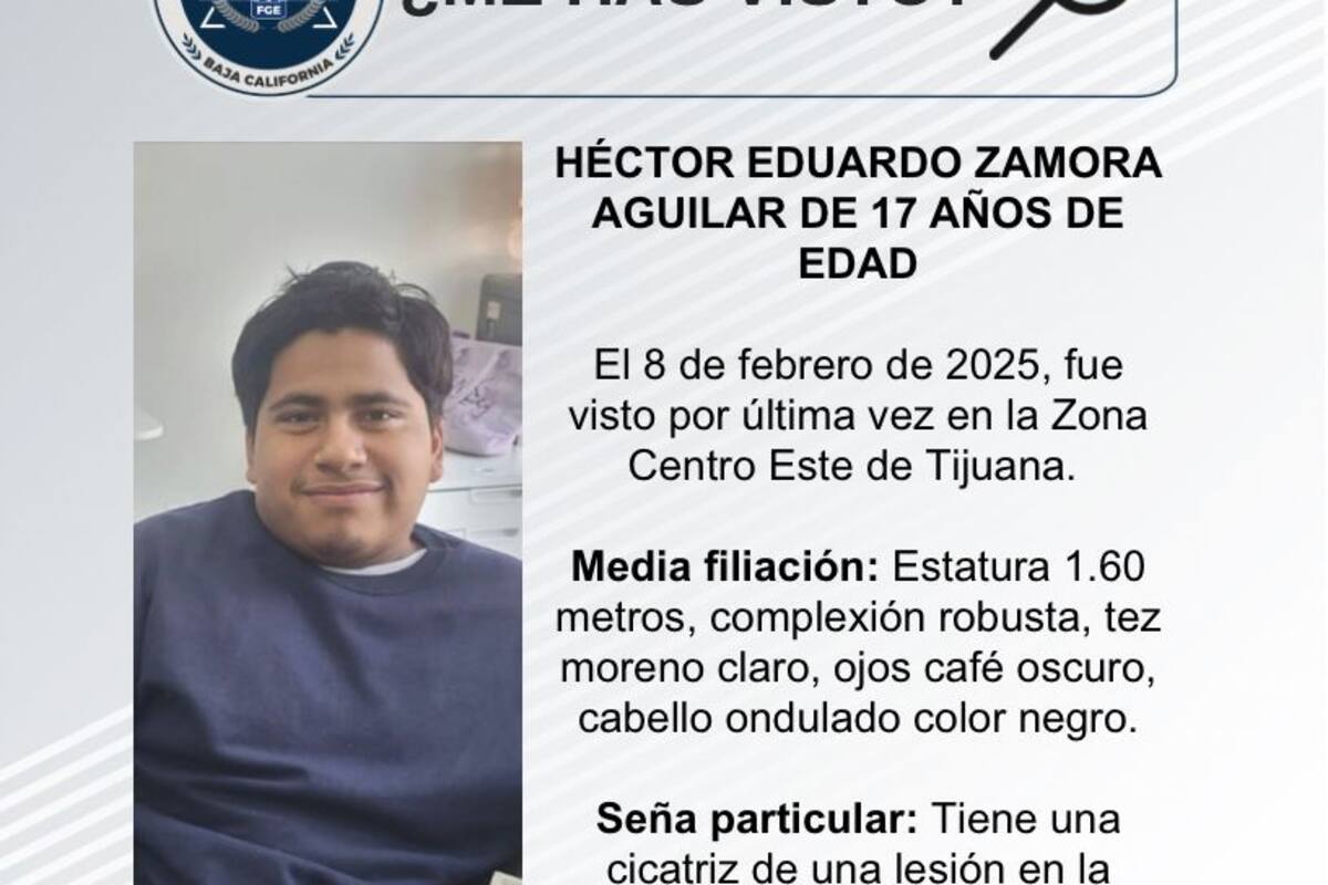 Se busca a Héctor Eduardo Zamora de 17 años de edad