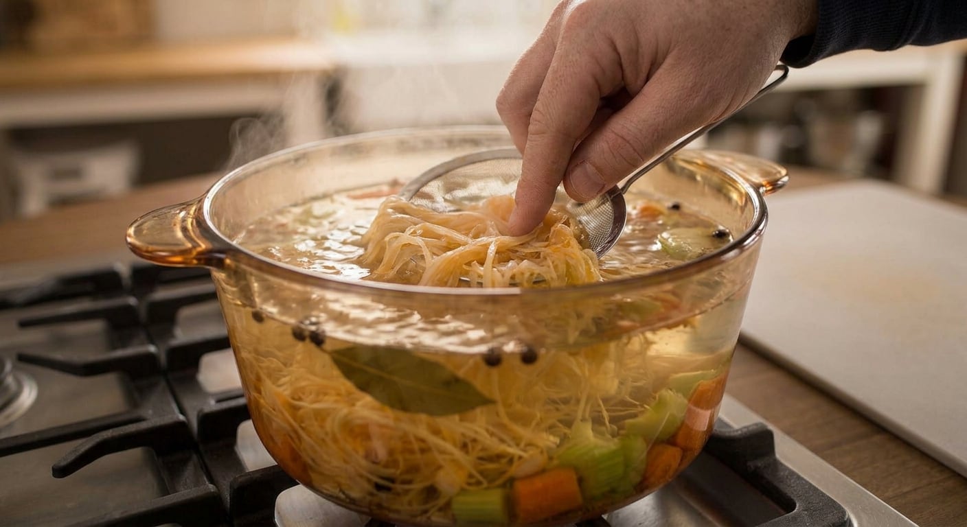 Aprovecha las fibras para preparar un caldo. Foto: Generada con IA