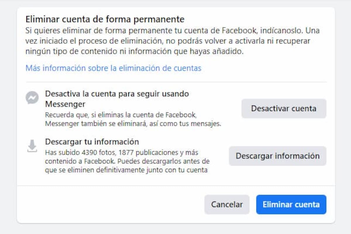 Cómo eliminar una cuenta de Facebook en menos de 2 minutos