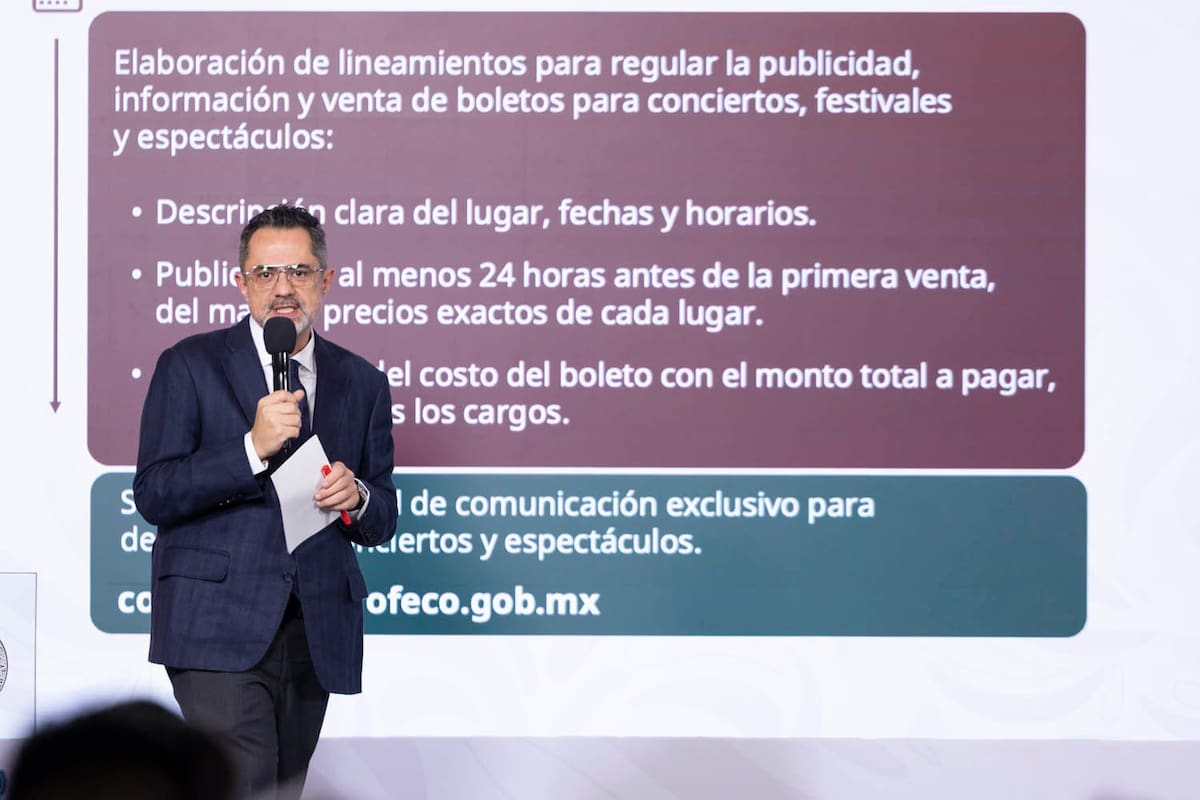 Iván Escalante, titular de Profeco, en la 'Conferencia del Pueblo' encabezada por la presidenta Claudia Sheinbaum, el 26 de enero del 2026. | Crédito: Presidencia