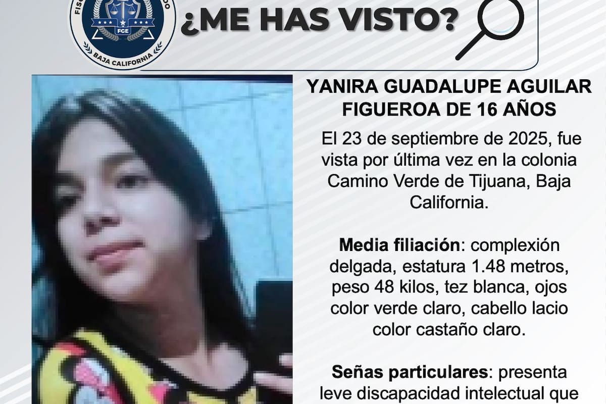 Se busca a Yanira Guadalupe Aguilar Figueroa de 16 años
