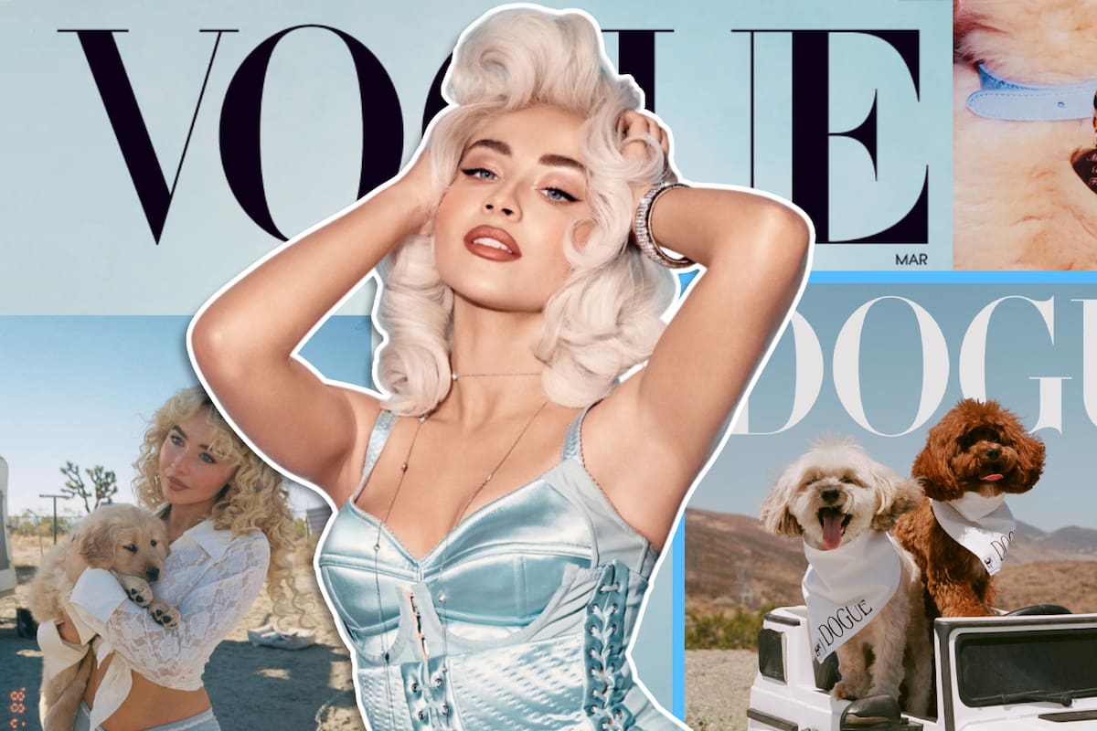 Louie y Goodwin, los perros de Sabrina Carpenter, brillan en la portada de ‘Dogue’ 2025