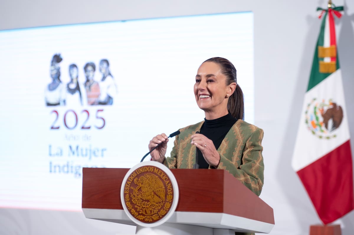 La presidenta Claudia Sheinbaum Pardo en su "Conferencia del Pueblo" del 15 de abril del 2025. | Crédito: Presidencia