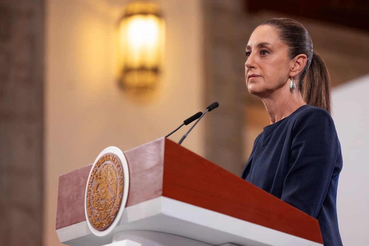 La presidenta Claudia Sheinbaum Pardo en su "Conferencia del Pueblo" del 15 de mayo del 2025. | Crédito: Presidencia