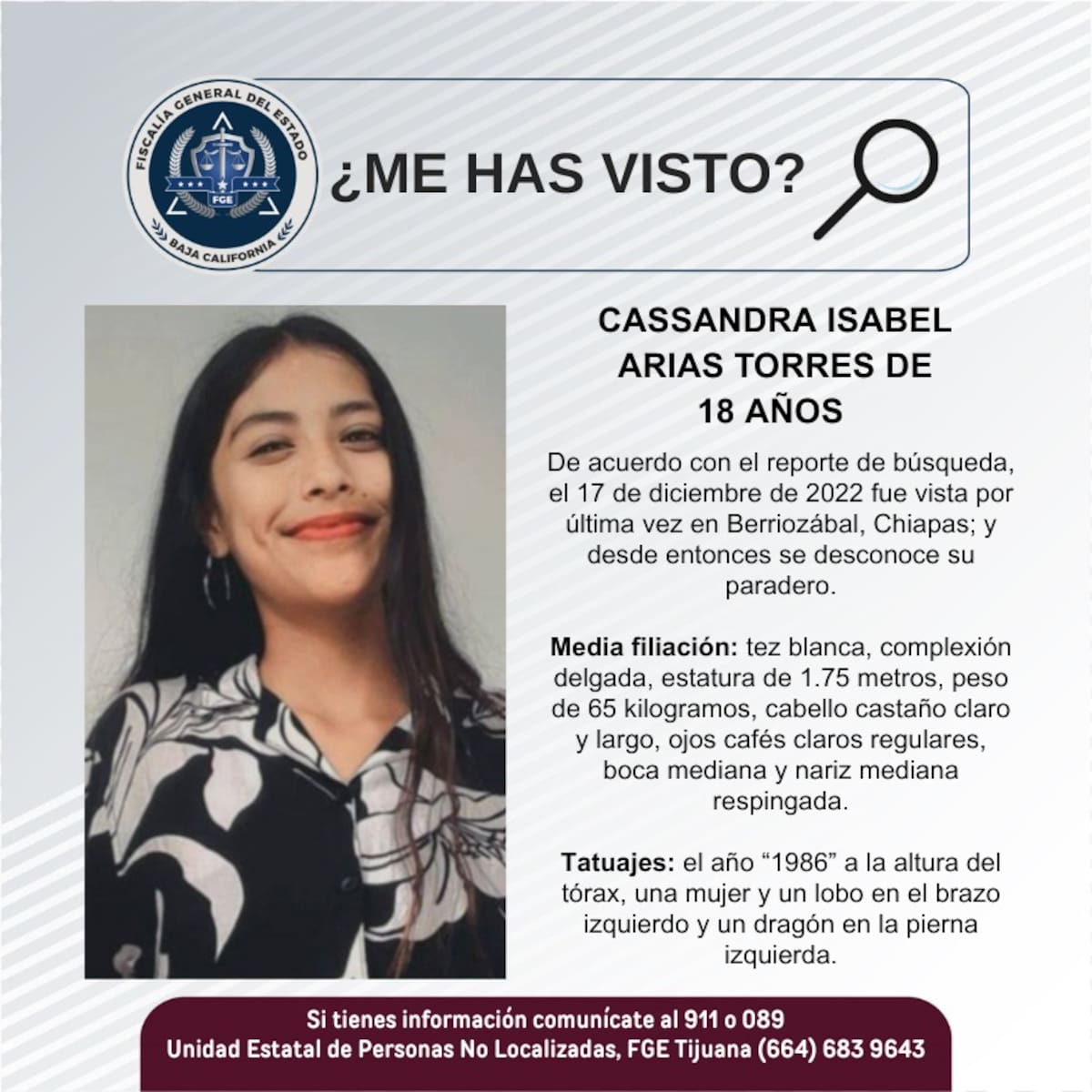 Fue visto por última vez el 17 de diciembre de 2022.