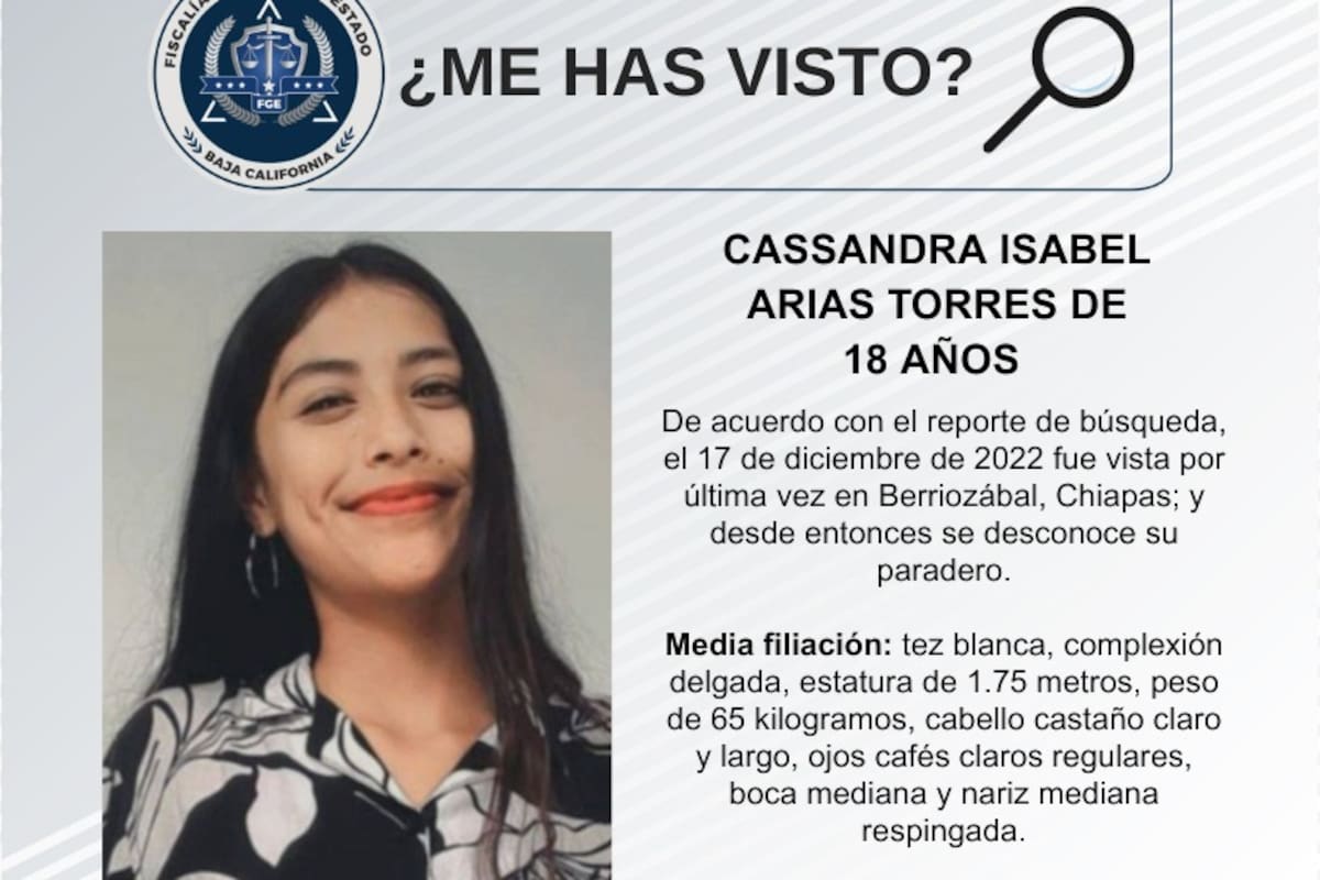 Se busca a Cassandra Isabel Arias Torres de 18 años