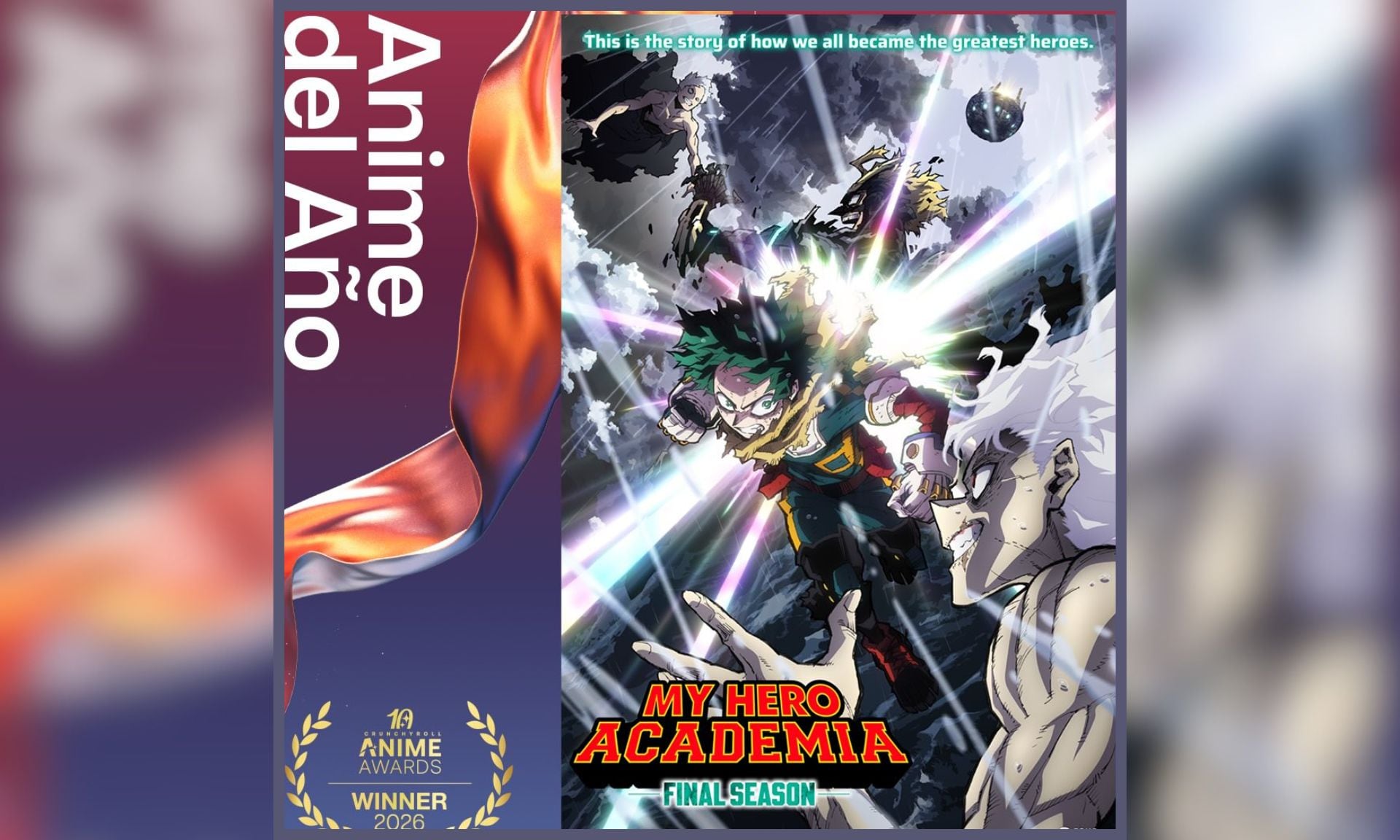 My Hero Academia FINAL SEASON gana el premio al Anime del Año en los Crunchyroll Anime Awards 2026 celebrados en Tokio, consolidando el desenlace definitivo de la historia de Izuku Midoriya | Instagram @crunchyroll_la