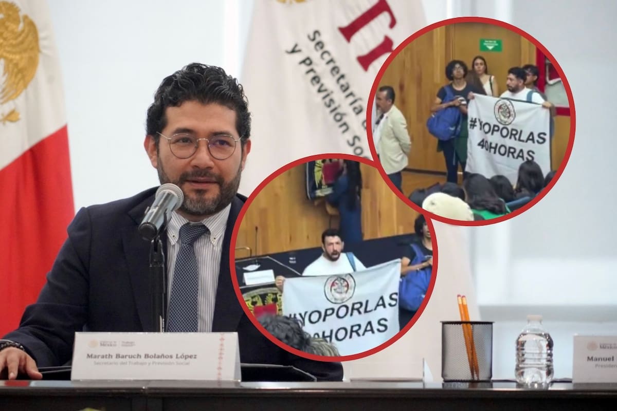 Colectivo “Yo por las 40 horas” irrumpe en la conferencia de Marath Bolaños en la UNAM bajo la consigna “no haya paz para quienes traicionan al pueblo” en rechazo a la reforma gradual de la jornada laboral sin dos días de descanso