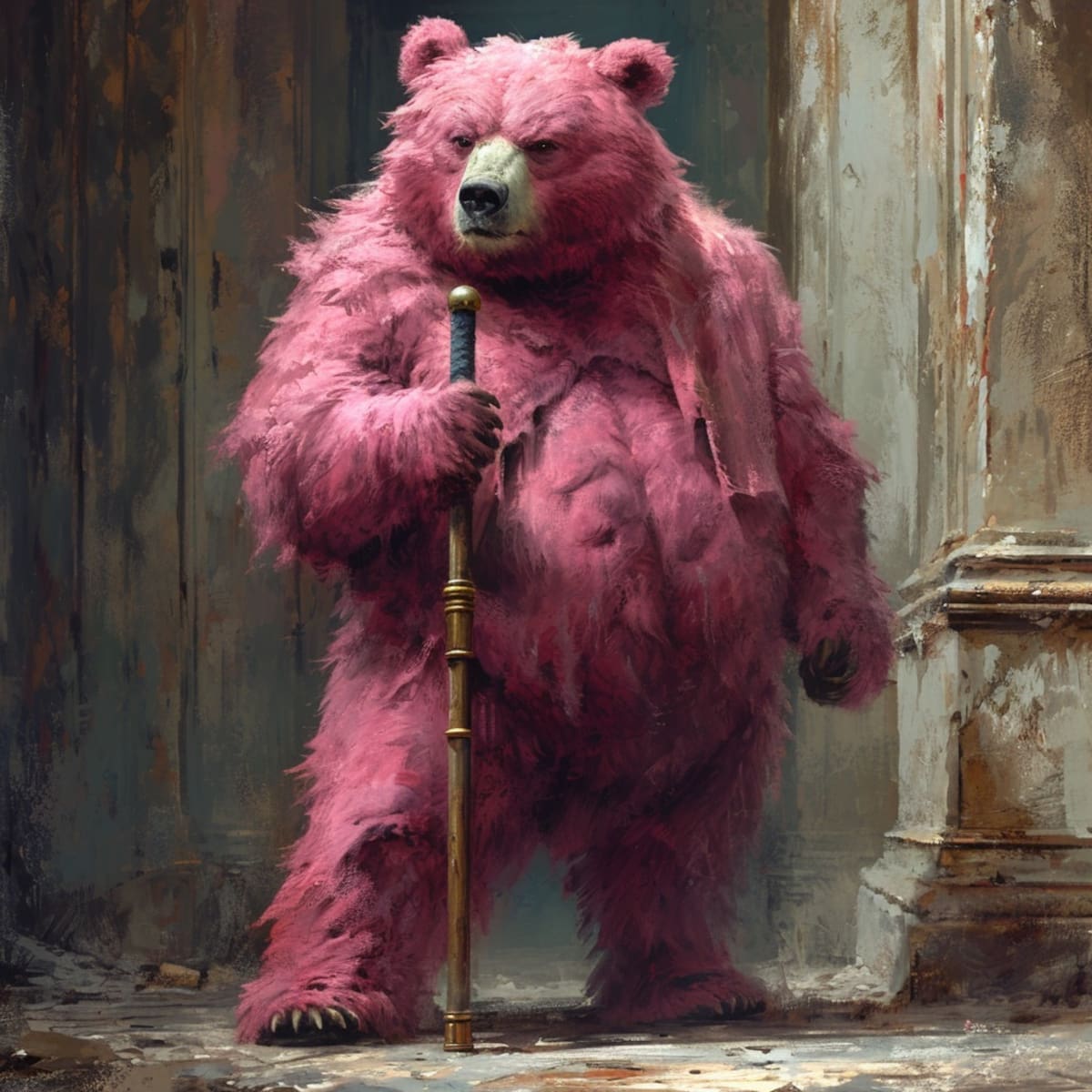 A través de la tecnología de inteligencia artificial de Midjourney, Lotso, el oso cariñoso de Toy Story 3, cobra vida en una forma realista, destacando su inconfundible tono rosa y el intrigante añadido de un bastón, un elemento emblemático de la película.