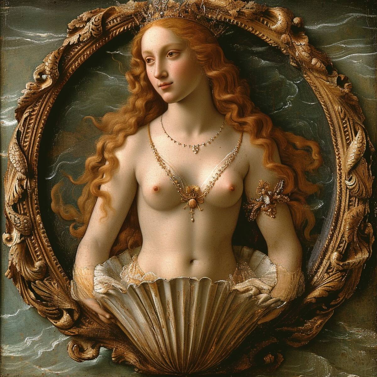 Descubre la magia de la inteligencia artificial con la reinterpretación única de 'El nacimiento de Venus' por Midjourney.