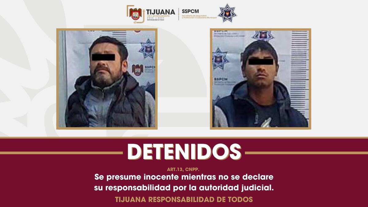 Los detenidos Adrián Cecilio ''N'' y David ''N'' fueron puestos en manos de las autoridades pertinentes. Foto: Cortesía