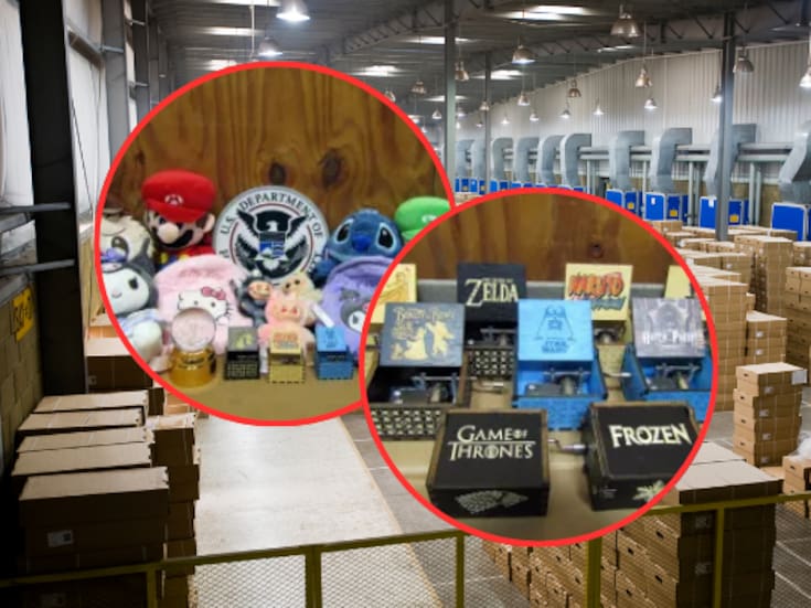 Aseguran cargamento de más de 17 mil peluches, mochilas, cajitas de música y más artículos “pirata” en Estados Unidos
