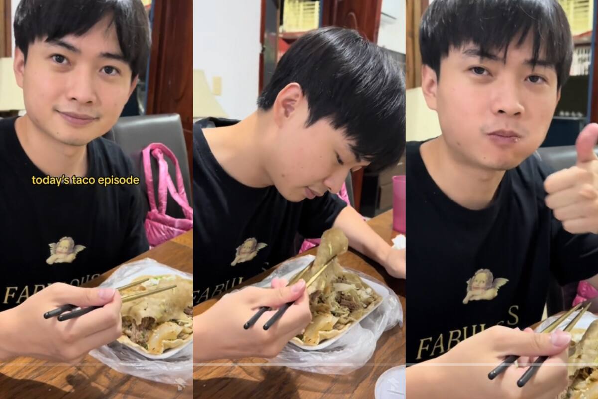 VIDEO | Joven chino se vuelve viral por disfrutar de unos tacos en México al comerlos con palillos