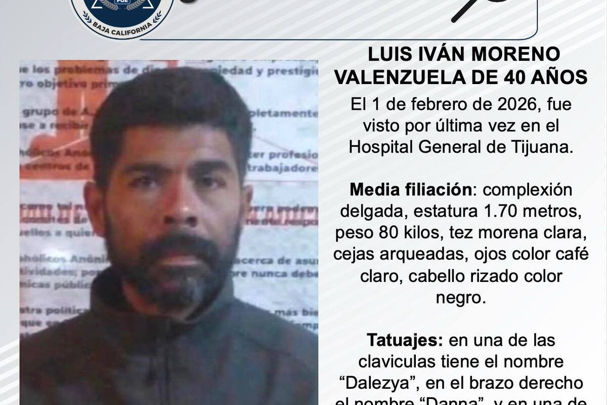 Se busca a a Luis Iván Moreno Valenzuela de 40 años de edad