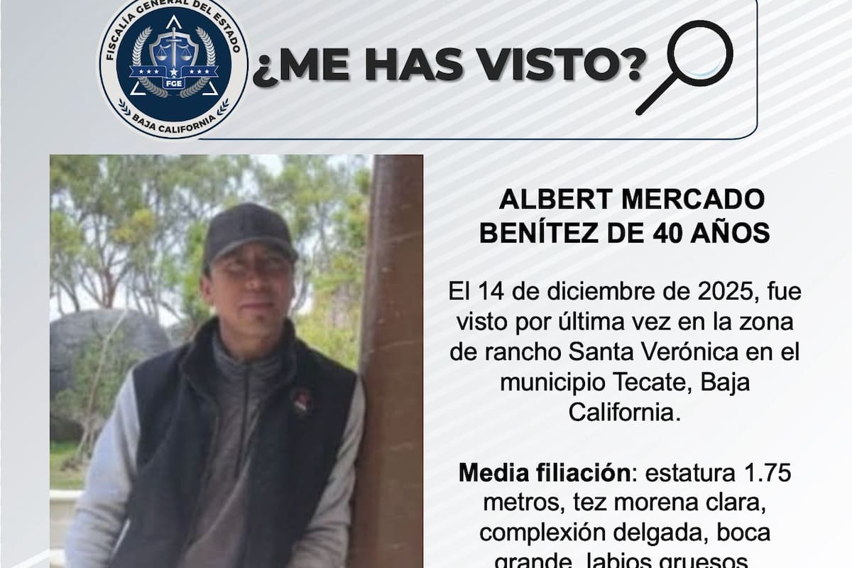 Se busca a Albert Mercado Benítez de 40 años de edad
