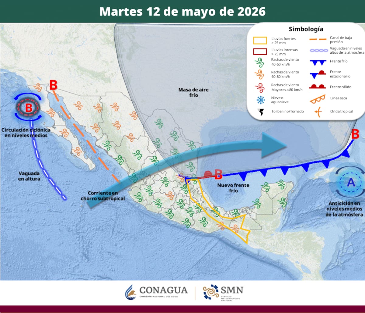 Áreas en vigilancia por desarrollo de tormentas significativas en las siguientes 24, 48, 72 y 96 horas. | Foto: SMN.