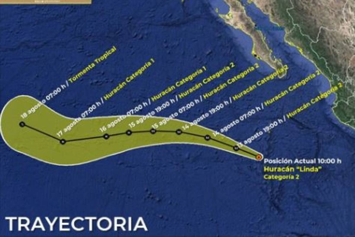 Huracán Linda se intensifica a Categoría 2 en el Pacífico mexicano