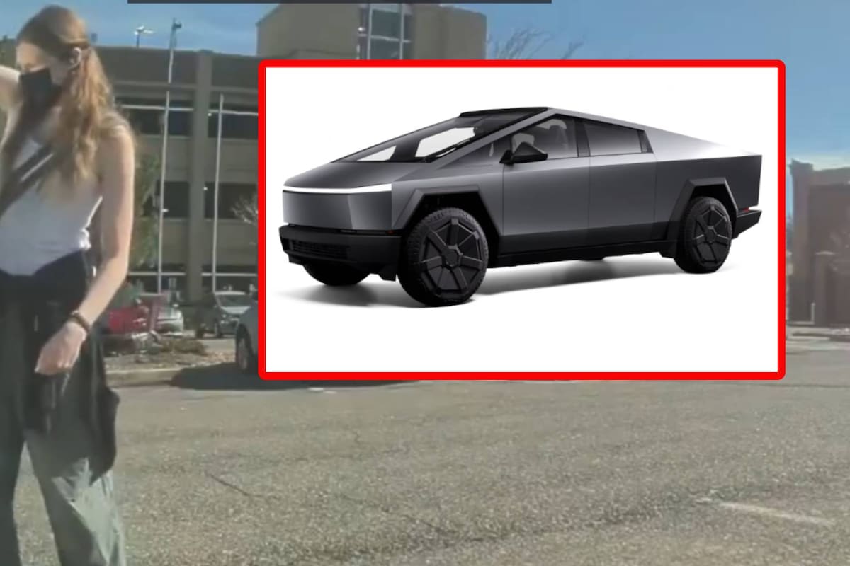 Un Cybertruck graba a una persona pintando una esvástica en él a plena luz del día en EU
